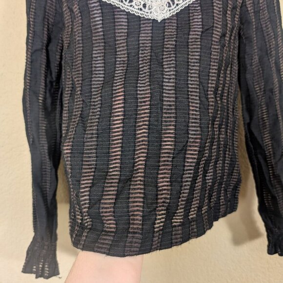 Jaspal Whimsigoth Blouse Lace Witchy Highneck Goth Semi Sheer XS Coquette - Picture 5 of 10